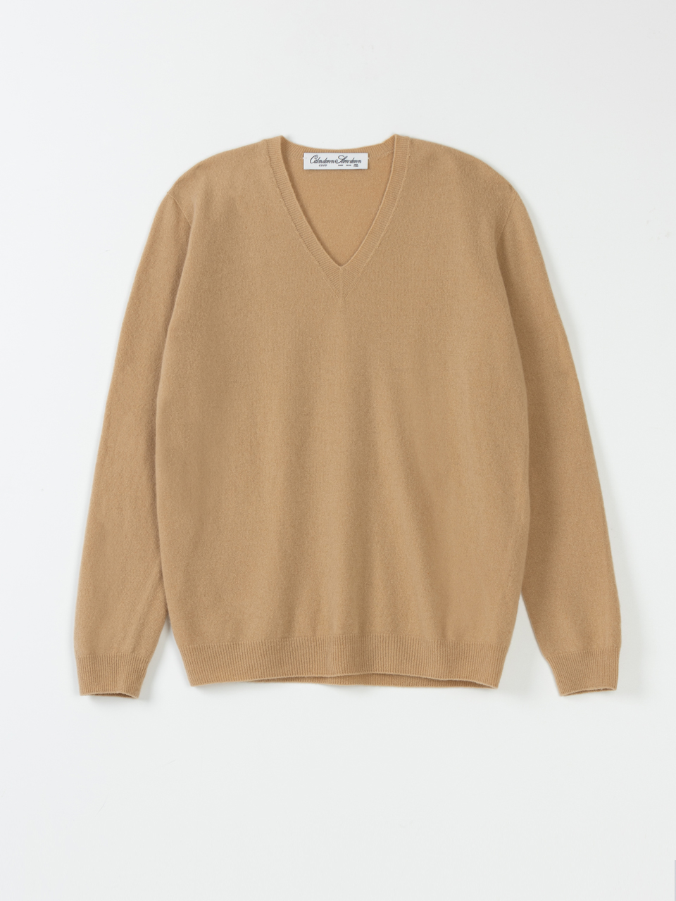 Wool cashmere v-neck knit_beige